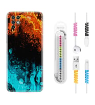 INFINIX Note 11 Pro Note 10 Hot 9 Play Kılıf Kablo Koruma Spiral Silikon Orange Blue Color 1665