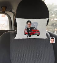 BK Gift Kişiye Özel Plakalı Erkek Volkswagen Polo Karikatürlü Dikdörtgen Araç Koltuk Yastığı-2