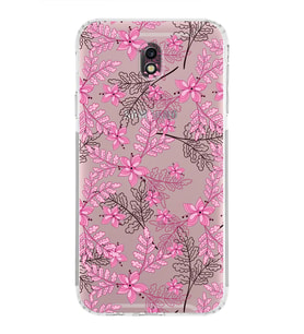 Samsung Galaxy J7 Pro  Kamera Korumalı Kapak Floral Pembe Tasarımlı  Şeffaf  Kılıf