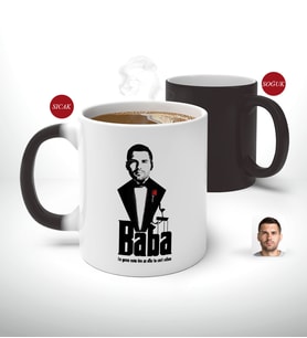 BK Gift Kişiye Özel Babalar Günü Hediyesi Godfather Baba Tasarımlı Sihirli Kupa Bardak-3 (Beyaz)
