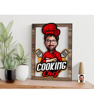 BK Gift Kişiye Özel Chef Karikatürlü 3D Ahşap Tablo, Sevgiliye Hediye, Arkadaşa Hediye, Yıl Dönümü Hediyesi, Doğum Günü Hediyesi-3