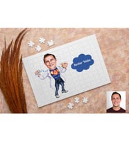 Kimyager Laborant Karikatürlü Kişiye Özel Puzzle