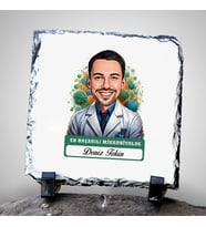 Kişiye Özel Hediye Karikatürlü En Başarılı Erkek Mikrobiyolog Dekoratif Taş