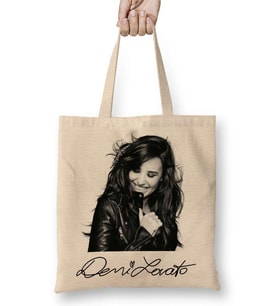 Demi Lovato B&W Autografada Bez Çanta Uzun Saplı