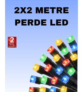 Noel ve Parti Dekorasyonu İçin 2x2 LED Perde Işık – 8 Fonksiyonlu