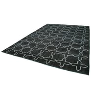 Siyah Halı Modern Geometrik Desenli El Dokuma Salon Halısı Yün ve Pamuk Karışımlı Stil