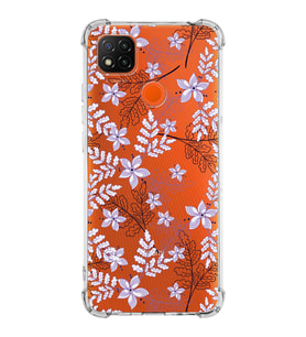 Xiaomi Redmi 10A Köşe Korumalı Antişok Kapak Floral Lila Tasarımlı Şeffaf Silikon Kılıf