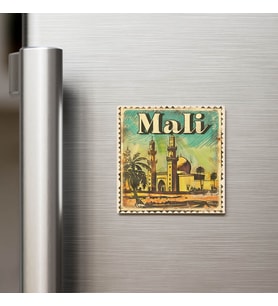 Mali Mali - Posta Pulu Temalı Ülke - Baskılı Buzdolap Magneti Kare - 9x9 cm