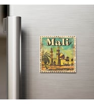 Mali Mali - Posta Pulu Temalı Ülke - Baskılı Buzdolap Magneti Kare - 9x9 cm