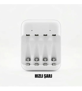 4lü Hızlı AA +AAA Kalem Pil Şarj Cihazı Aleti - Sadece Ni Mih Ni-Mh/Ni-Cd Şarjlı Pıllere Uyumludur