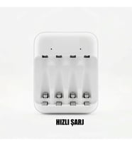 4lü Hızlı AA +AAA Kalem Pil Şarj Cihazı Aleti - Sadece Ni Mih Ni-Mh/Ni-Cd Şarjlı Pıllere Uyumludur