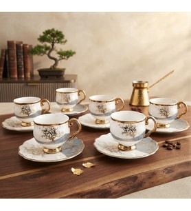 ARTWORKS 12 PARÇA AĞAÇ DESENLİ PORSELEN KAHVE FİNCAN TAKIMI ( 6 kişilik )