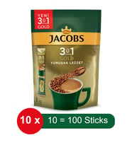 Jacobs 3 ü 1 Arada Gold Yumuşak Lezzet Hazır Kahve – 10 lu Paket x 10 Adet
