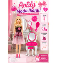 Anlily Moda İkonu 30 cm Eklemli Oyuncak Bebek ve Makyaj Masası Aksesuar Seti