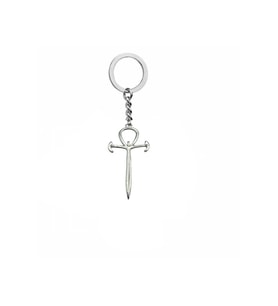 Ankh ve Kılıç Figürlü Haç Metal Anahtarlık – Unisex Gotik & Antik Aksesuar