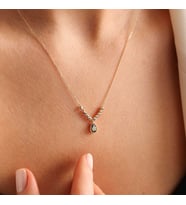 Peridot Taşlı Damla Altın Kolye Dorikalı (Çok Renkli)