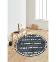 Dijital Baskılı Kaymaz Taban Yıkanabilir Yuvarlak Salon Halısı Koridor Halısı Paspas NDY-SD-1011 (Gri)