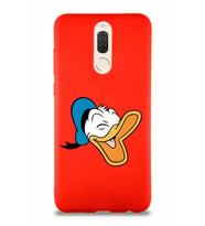 Huawei Mate 10 Lite Soft Premier Kapak Donald Duck-E Tasarımlı Silikon Kılıf - Kırmızı (Şeffaf)