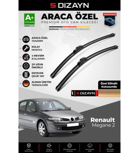 S-Dizayn Renault Megane 2 Ön Cam Silecek Seti 2002-2006 Premium Araca Özel 60-45 Cm A+ Kalite