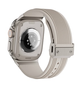Apple Watch Ultra 49mm Uyumlu Kordon Silikon Spor Görünümlü Zore KRD-113 Kayış (Bej)