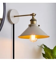 Rsylight Retro Metal Mafsallı Kablolu Fişli Beyaz Dekoratif Rustik Duvar Aplik Çap:22
