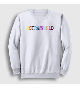 Presmono Unisex Beyaz Astroworld Travis Scott Sweatshirt 45164tt (Beyaz)