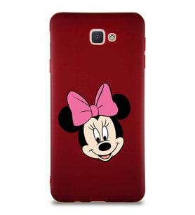 Samsung Galaxy J7 Prime Soft Premier Kapak Minnie Mouse-C Tasarımlı Silikon Kılıf - Mürdüm (Şeffaf)