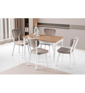 Cunda Star Mutfak Masası Sandalye Takımı 70x110 (Beyaz)