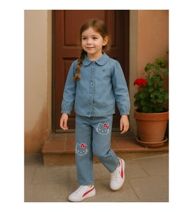 Civil Girls Kız Çocuk Gömlek 6-9 Yaş Mavi