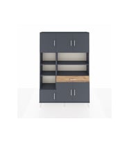Arges Dolap 10 Raflı Tek Çekmeceli 6 Kapaklı 132x30x195 Antrasit-Antrasit/Çam