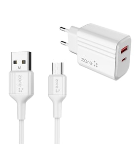 Vendas Play Serisi PL3 Type-C 2in1 20W Destekli Zore Seyahat Şarj Aleti (Beyaz)