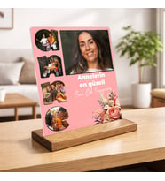 Kişiye Özel Fotoğraflı Anneye Hediye Ahşap Stand Pleksi Masa Dekoru