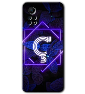 Redmi Note 12 Pro 4G Kılıf HD Desen Baskılı Kılıf - Dark Neon Yaprak Ç Harfi