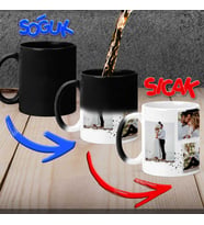 Ahşap Kutulu Eskitme Efektli 6 Fotoğraf Baskılı Sihirli Kupa Bardak