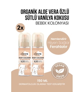 Aloe Vera Katkılı Huzur Veren Ferahlatıcı Vanilya ve Süt Kokulu İkili Avantaj Paketi Bebek Kolonyası 2x150 ml