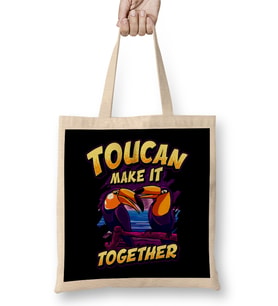 Funny Toucan Make It Together Adorable Bird Pun Bez Çanta Uzun Saplı