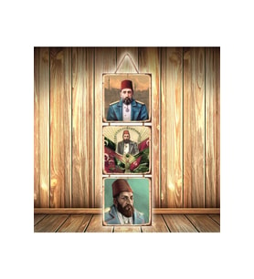 Iı. Abdülhamid Han Tasarımlı Üçlü Retro Ahşap Poster Ü531