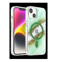 Onegif Apple İphone 15 Lotus Simli Magsafe Kapak - Yeşil