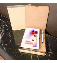 Kuaför Ahşap Kutulu Defter Kalem Set 002