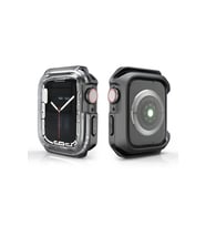 Apple Watch 44mm Uyumlu Zore Watch Gard 08 Sert PC + Silikon Koruyucu (Füme)