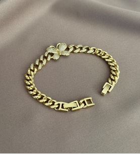Kelebek Model Gurmet Zincir Bileklik (Altın)