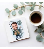 Kişiye Özel Balık Tutan Adam Karikatürlü Bardak Altlığı