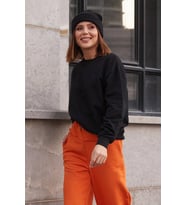 Salaş Sweatshirt Yumuşak Dokulu Düz Siyah