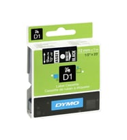 Dymo D1 Şerit Standart 12 MM x 7 Metre Siyah Üzerine Beyaz 45021