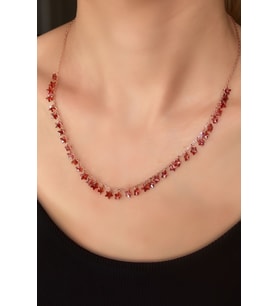 925 Ayar Gümüş Rose Kaplama Turuncu Zirkon Taşlı Yıldız Kolye