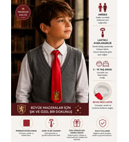 Harry Potter Gryffindor Kravat Kırmızı Renk Ayarlanabilir Lastikli 3-10 Yaş Unisex Çocuk Kravatı