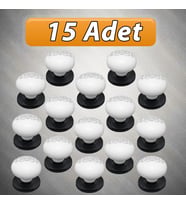 15 Adet Hanımeli Kulp Beyaz  Polimer Düğme Kulp Siyah Tablalı Mobilya Mutfak Dolabı Çekmece Kulbu Kulpları