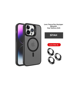 İphone 14 Kılıf Flet Lens Magsafe Kapak - Siyah