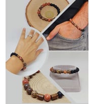 Manzaralı Jasper & Oniks Taşı 8mm Unisex Tasarım Bileklik Hawaii Model (53086)