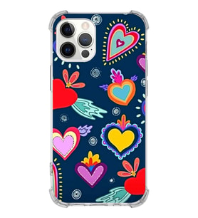 PrintiFy Apple iPhone 12 Pro Max Uyumlu Retro Color 3 Baskılı Şeffaf Köşe Korumalı Antişok Kılıf